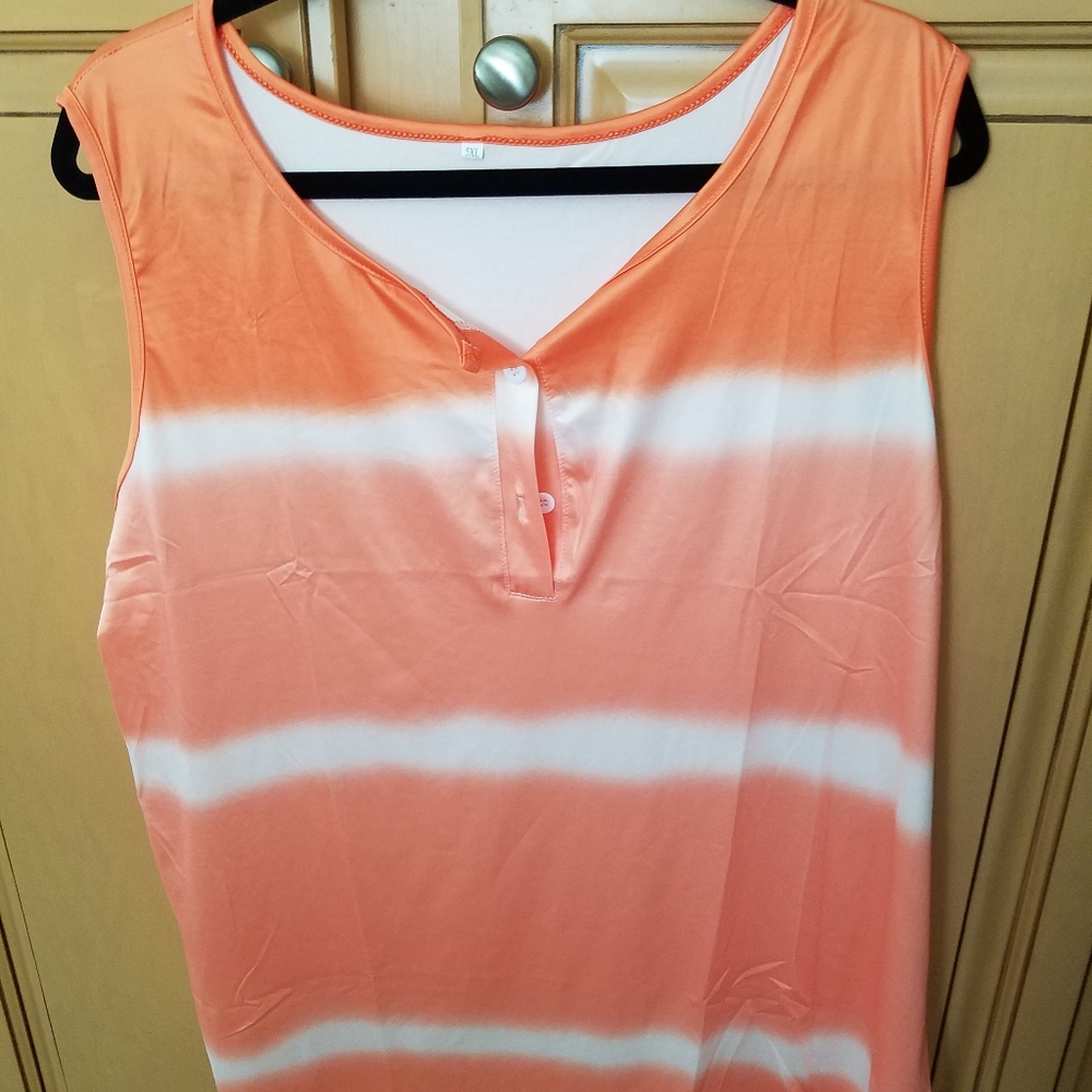 Women's Verigated Orange Striped Top, Size 5XL